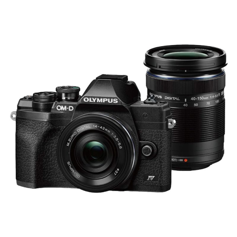 Olympus OM SYSTEM OM-D E-M10 Mark IV Digital Camera + 14-42mm + 40-150mm Lens (Black)