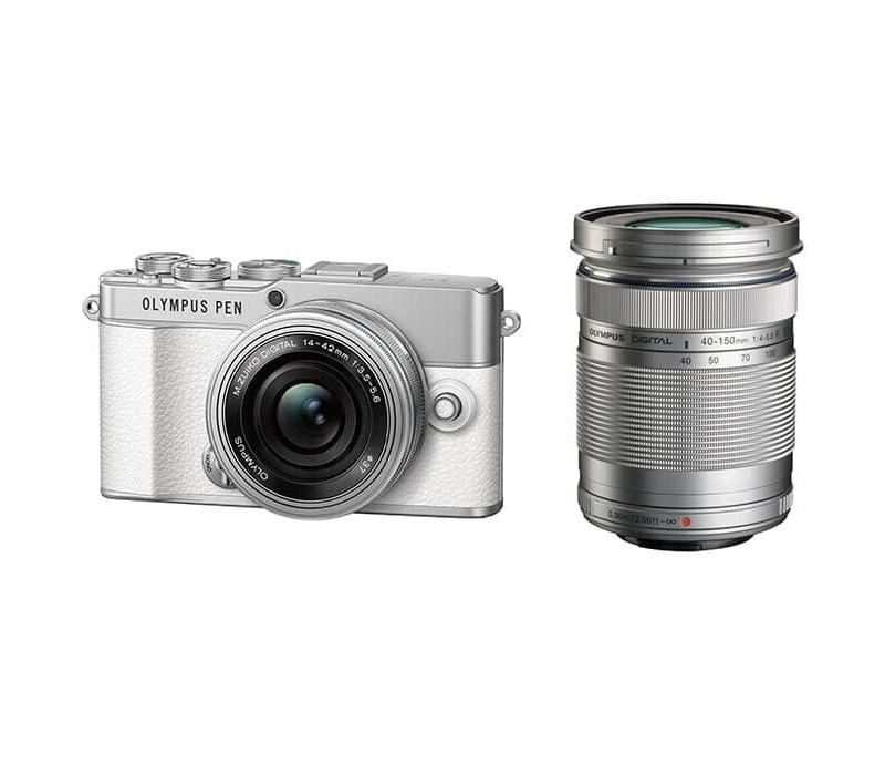 olympus om system pen e-p7 digital camera + 14-42mm ez + 40-150mm lens (white)