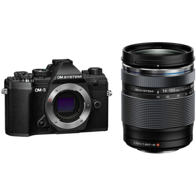 olympus om system om-5 digital camera + 14-150mm f4-5.6 ii lens (black)